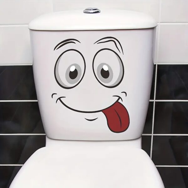 1pc Funny Smiling Face Toilet Lid Decal1