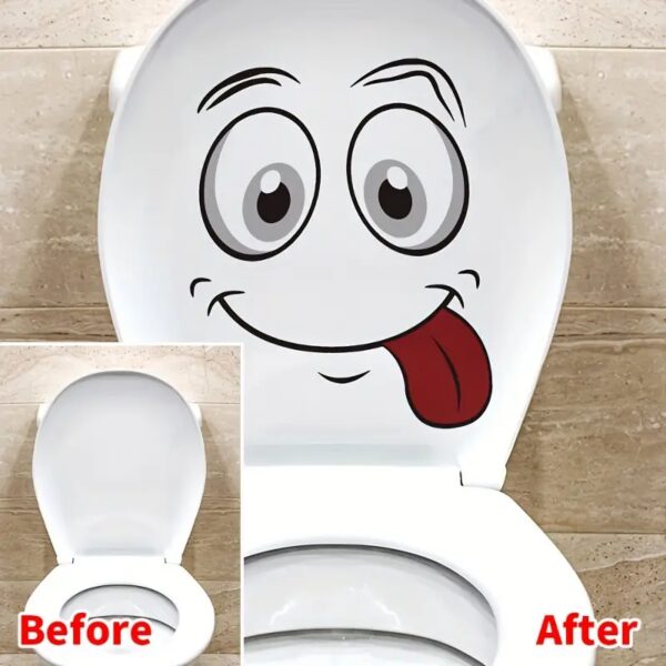 1pc Funny Smiling Face Toilet Lid Decal2
