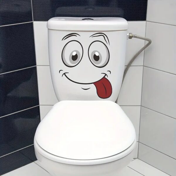 1pc Funny Smiling Face Toilet Lid Decal4