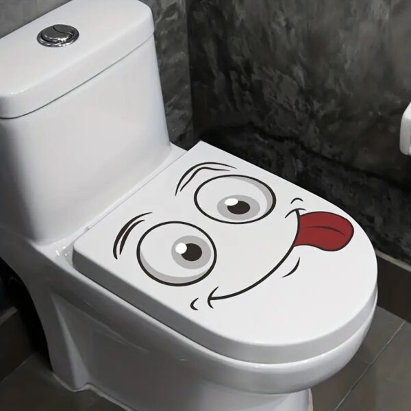 1pc Funny Smiling Face Toilet Lid Decal5