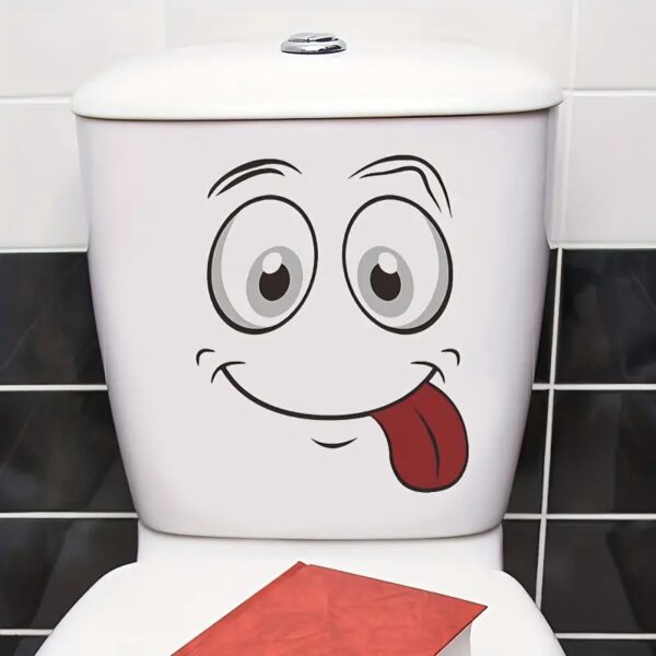 1pc Funny Smiling Face Toilet Lid Decal7