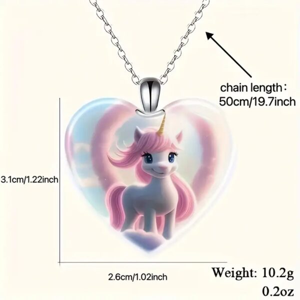 Exquisite Unicorn Heart-Shaped Crystal Pendant Necklace4
