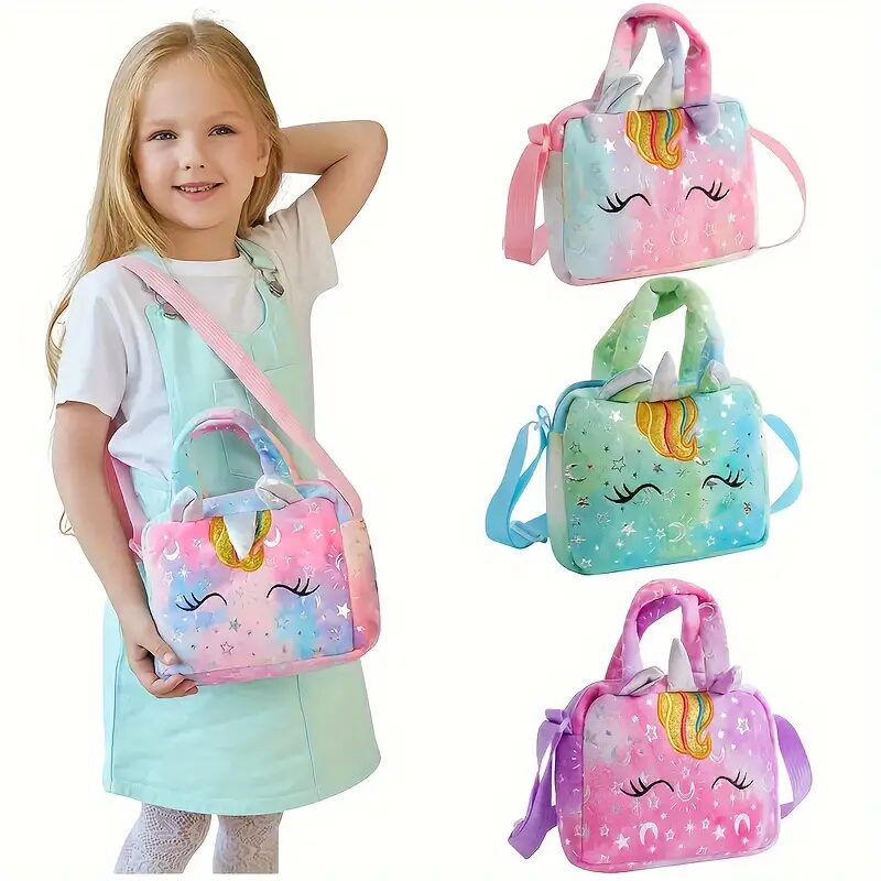 Girl's Cute Unicorn Corduroy Shoulder Bag1