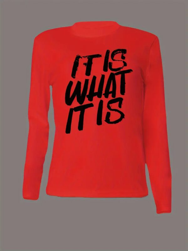 Letter Print Crew Neck T-Shirt-red3