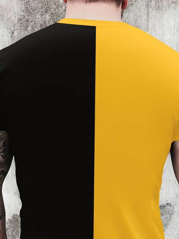 Men's 2Pcs Color Block Outfits Yellow3