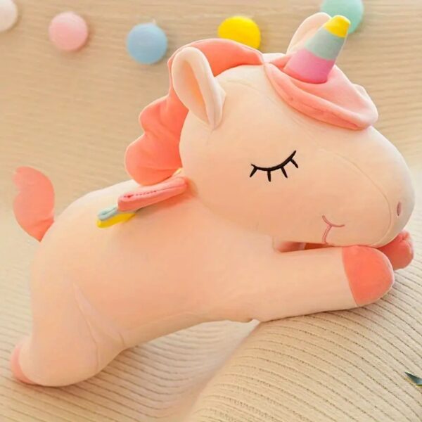 Rainbow Unicorn Doll Plush Toy Pony Sleeping Pillow-pink