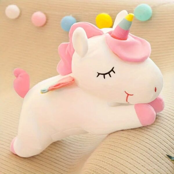 Rainbow Unicorn Doll Plush Toy Pony Sleeping Pillow-white