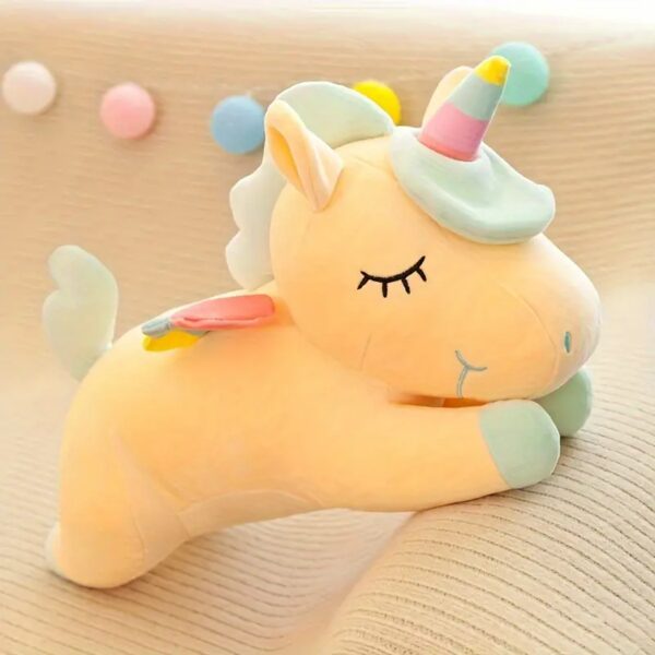 Rainbow Unicorn Doll Plush Toy Pony Sleeping Pillow-yellow