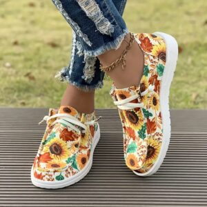 Women's Sunflower Pattern Slip-on Fashion Canvas Shoes1