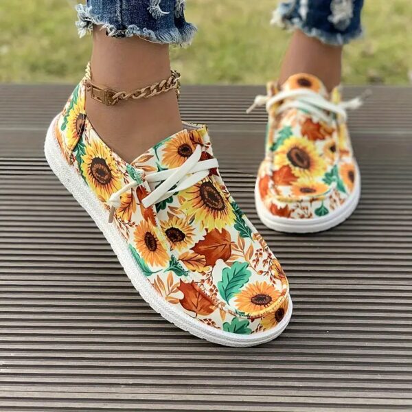 Women's Sunflower Pattern Slip-on Fashion Canvas Shoes5