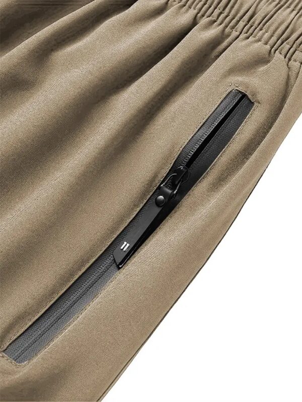 Zipper Pockets Active Shorts_khaki4
